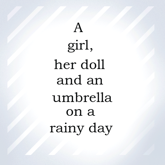A little girl, her doll and an umbrella