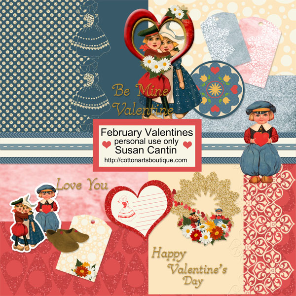 February Valentines Scrapbook Mini Kit