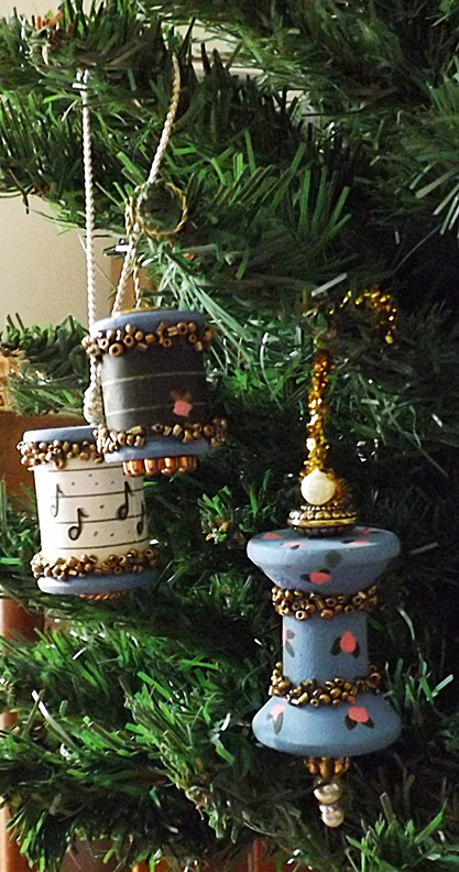 wooden spool ornaments